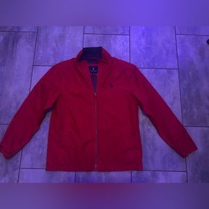 Men red polo windbreaker